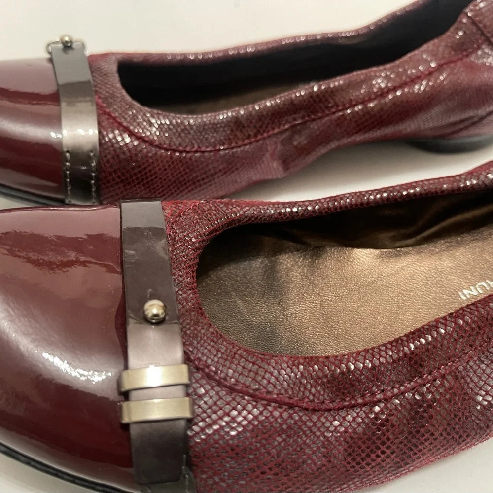 AGL Ladies Burgundy Leather Flats size USA 7 made in Italy - Picture 4 of 15
